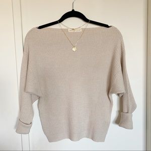 Lovestitch oatmeal waffle knit dolman sweater